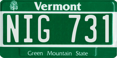 VT license plate NIG731