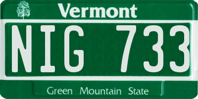 VT license plate NIG733