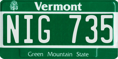 VT license plate NIG735