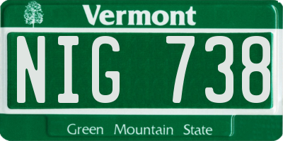 VT license plate NIG738