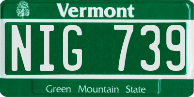 VT license plate NIG739