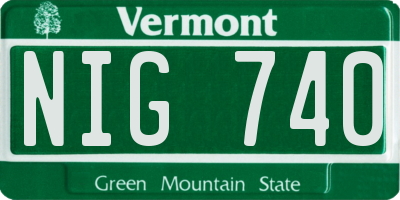 VT license plate NIG740