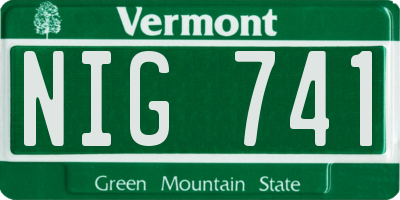 VT license plate NIG741