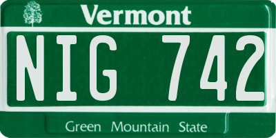 VT license plate NIG742