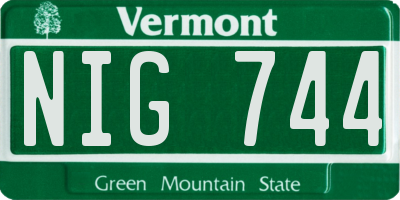 VT license plate NIG744