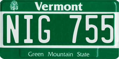 VT license plate NIG755