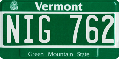 VT license plate NIG762