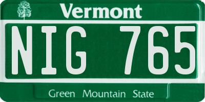 VT license plate NIG765