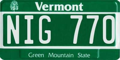 VT license plate NIG770