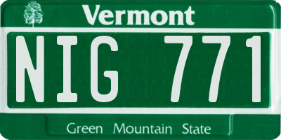 VT license plate NIG771