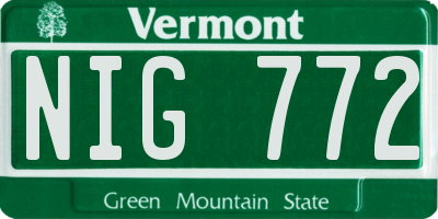 VT license plate NIG772
