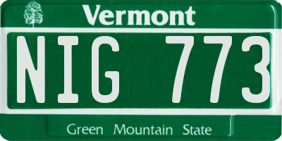 VT license plate NIG773