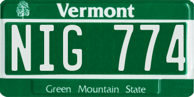 VT license plate NIG774