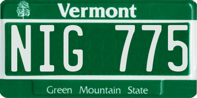 VT license plate NIG775