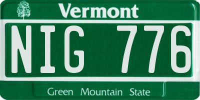VT license plate NIG776