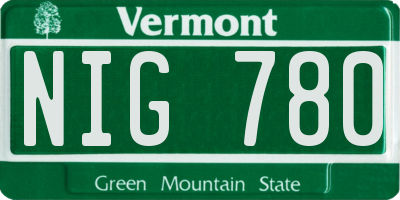 VT license plate NIG780