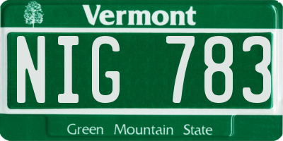 VT license plate NIG783