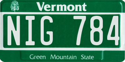 VT license plate NIG784