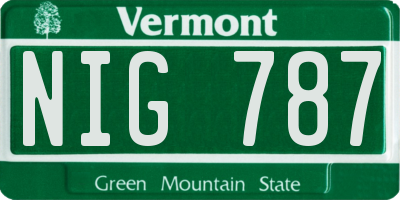 VT license plate NIG787