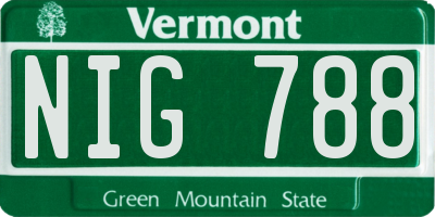 VT license plate NIG788