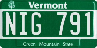 VT license plate NIG791