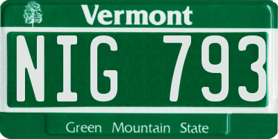 VT license plate NIG793