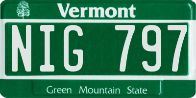 VT license plate NIG797