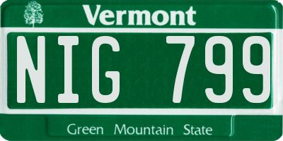 VT license plate NIG799