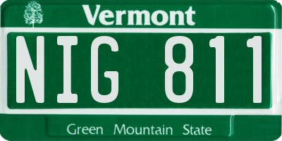 VT license plate NIG811