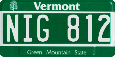 VT license plate NIG812