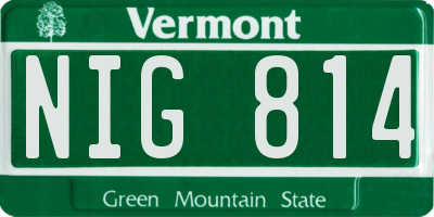 VT license plate NIG814