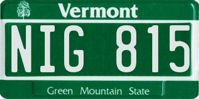 VT license plate NIG815