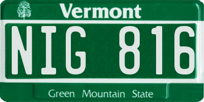 VT license plate NIG816