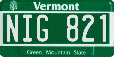 VT license plate NIG821