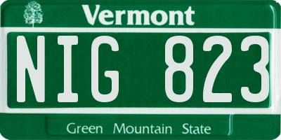 VT license plate NIG823