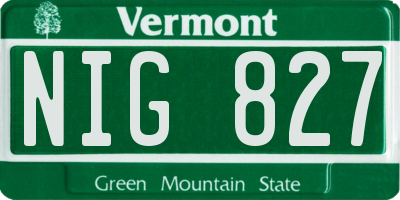 VT license plate NIG827