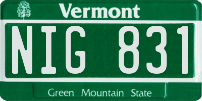 VT license plate NIG831