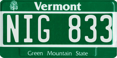 VT license plate NIG833