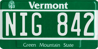 VT license plate NIG842