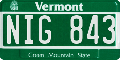 VT license plate NIG843