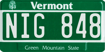VT license plate NIG848