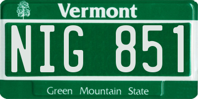 VT license plate NIG851