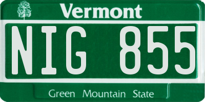 VT license plate NIG855