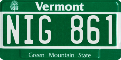 VT license plate NIG861