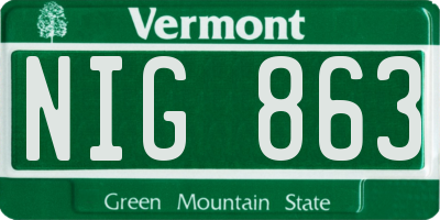 VT license plate NIG863