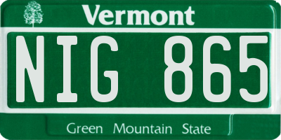 VT license plate NIG865