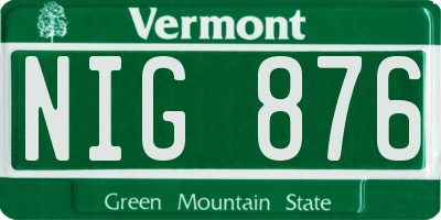 VT license plate NIG876