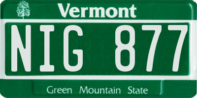 VT license plate NIG877