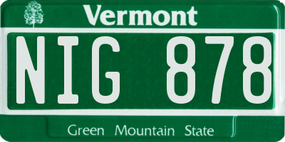VT license plate NIG878