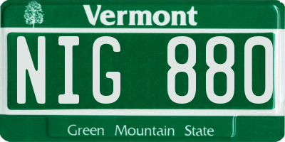VT license plate NIG880